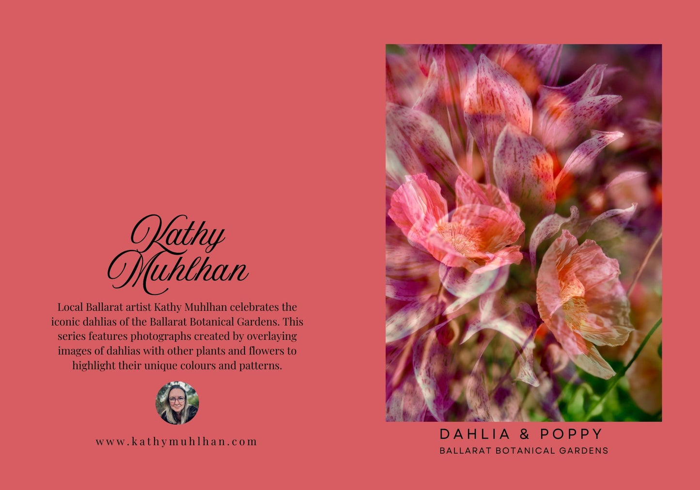 Ballarat Botanical Gardens Greeting Card: Dahlia & Poppy