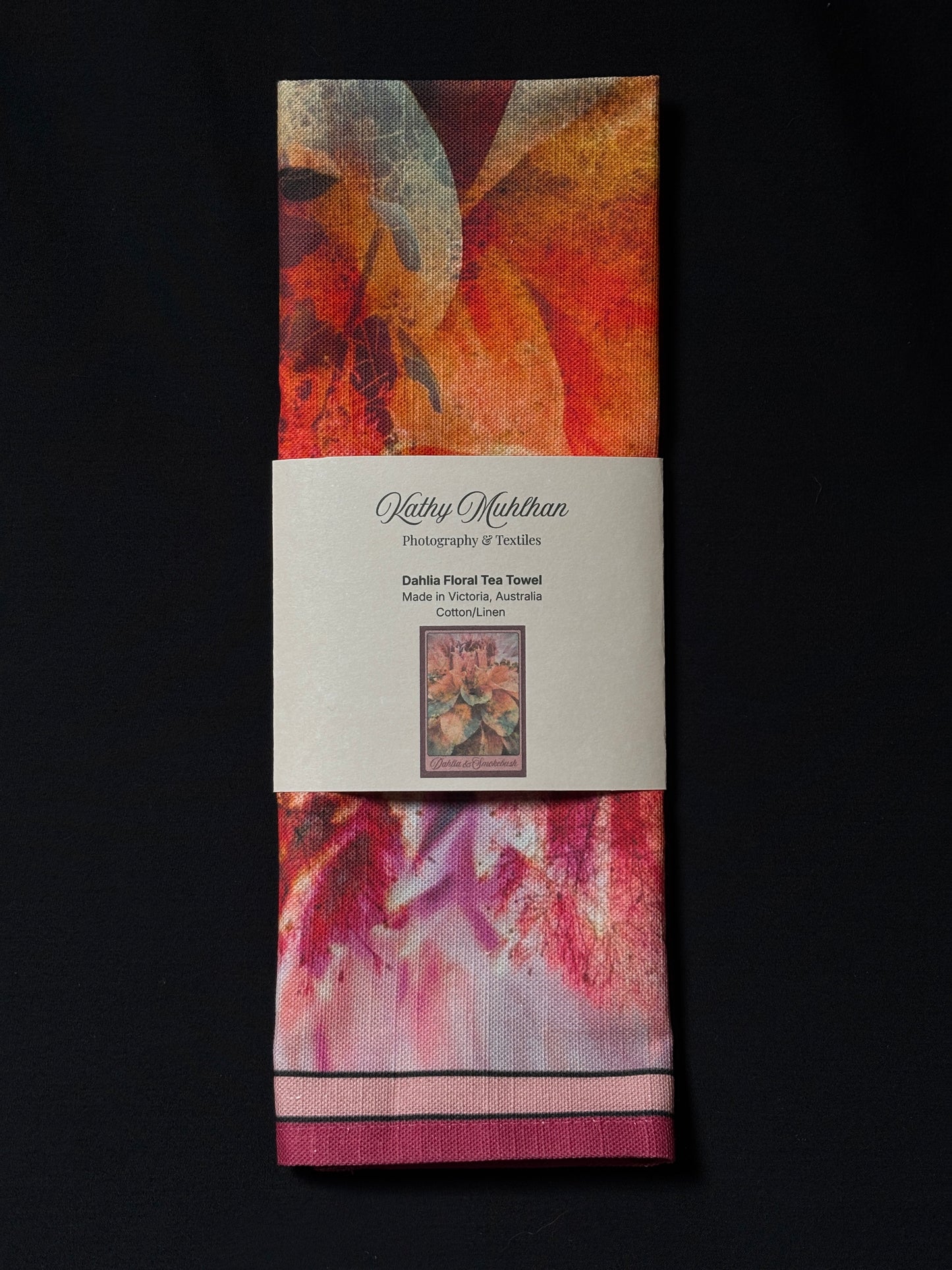 Dahlia Floral Tea Towel: Dahlia & Smokebush