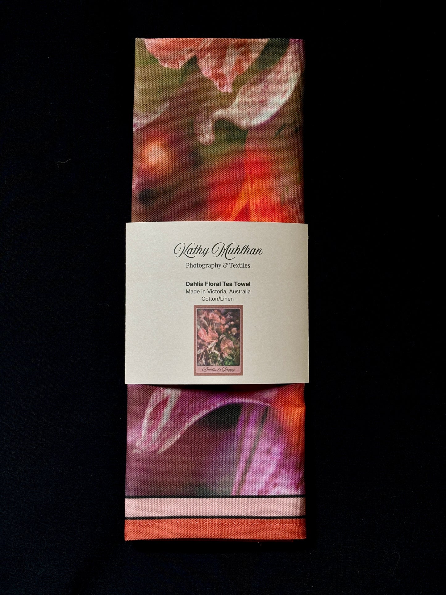 Dahlia Floral Tea Towel: Dahlia & Poppy