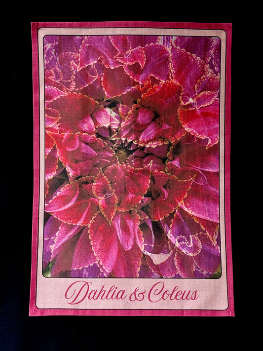 Dahlia Floral Tea Towel: Dahlia & Coleus