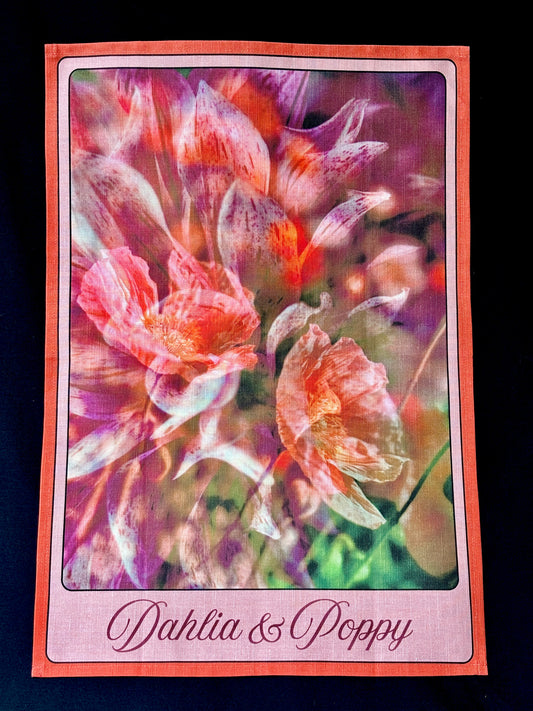 Dahlia Floral Tea Towel: Dahlia & Poppy