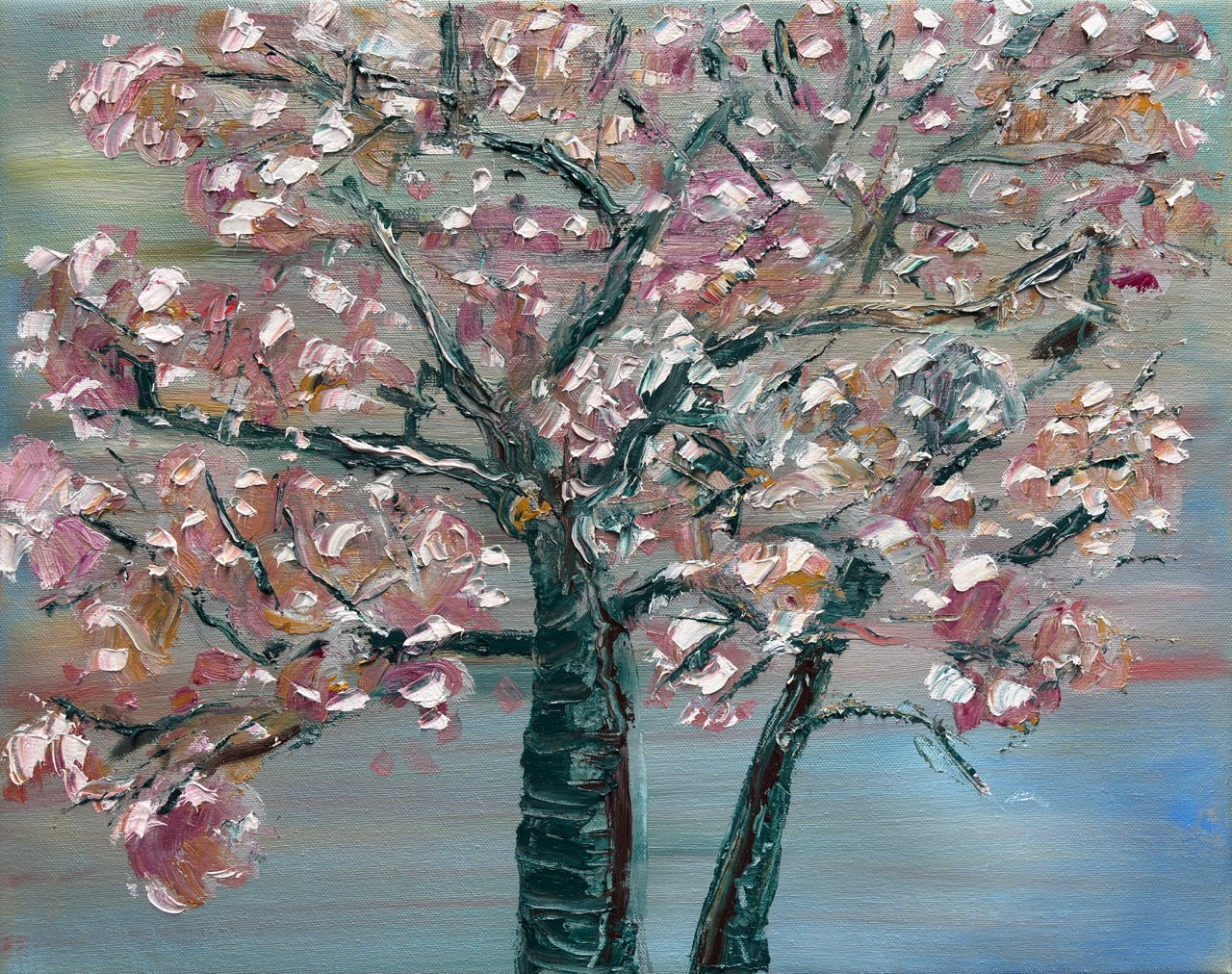 Framed Canvas: Pastel Blossoms