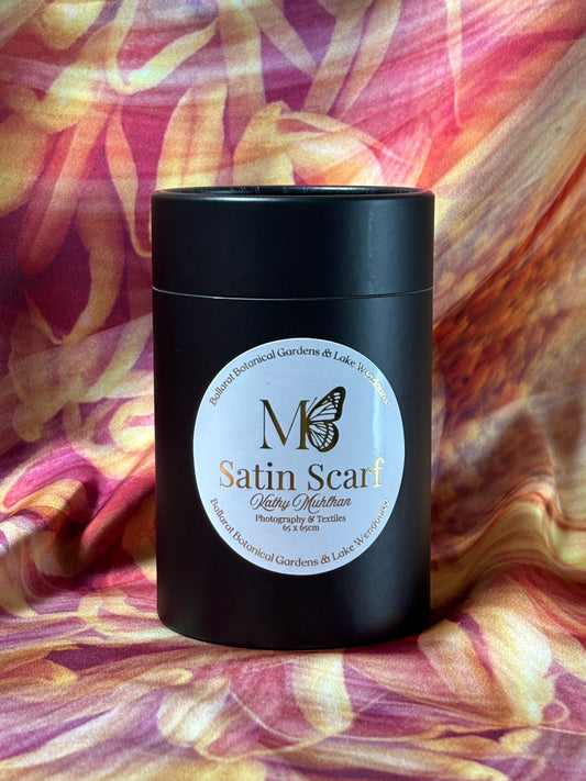 Gold Label Satin Scarf: Orange Chrysanthemum