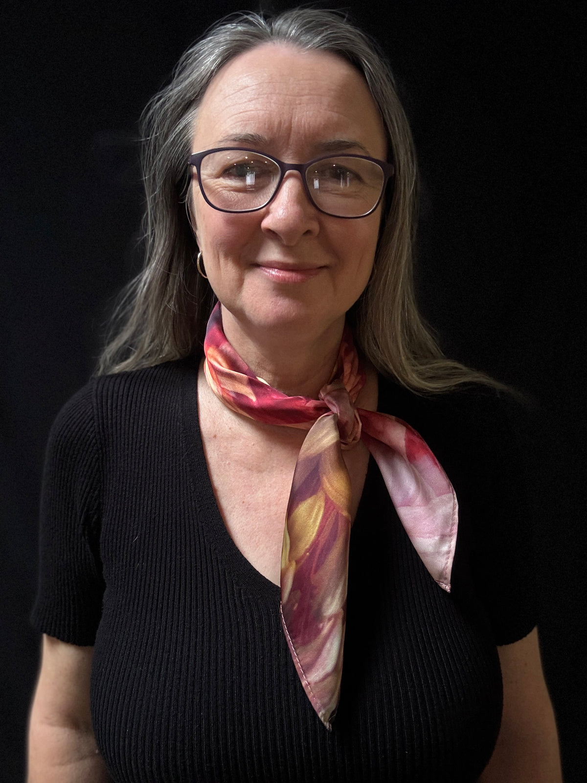 Gold Label Satin Scarf: Pure Petals – Chrysanthemums in Blush