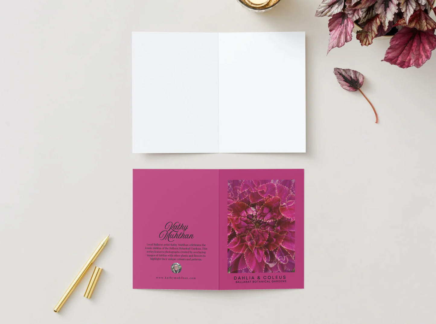 Ballarat Botanical Gardens Greeting Card: Dahlia & Coleus