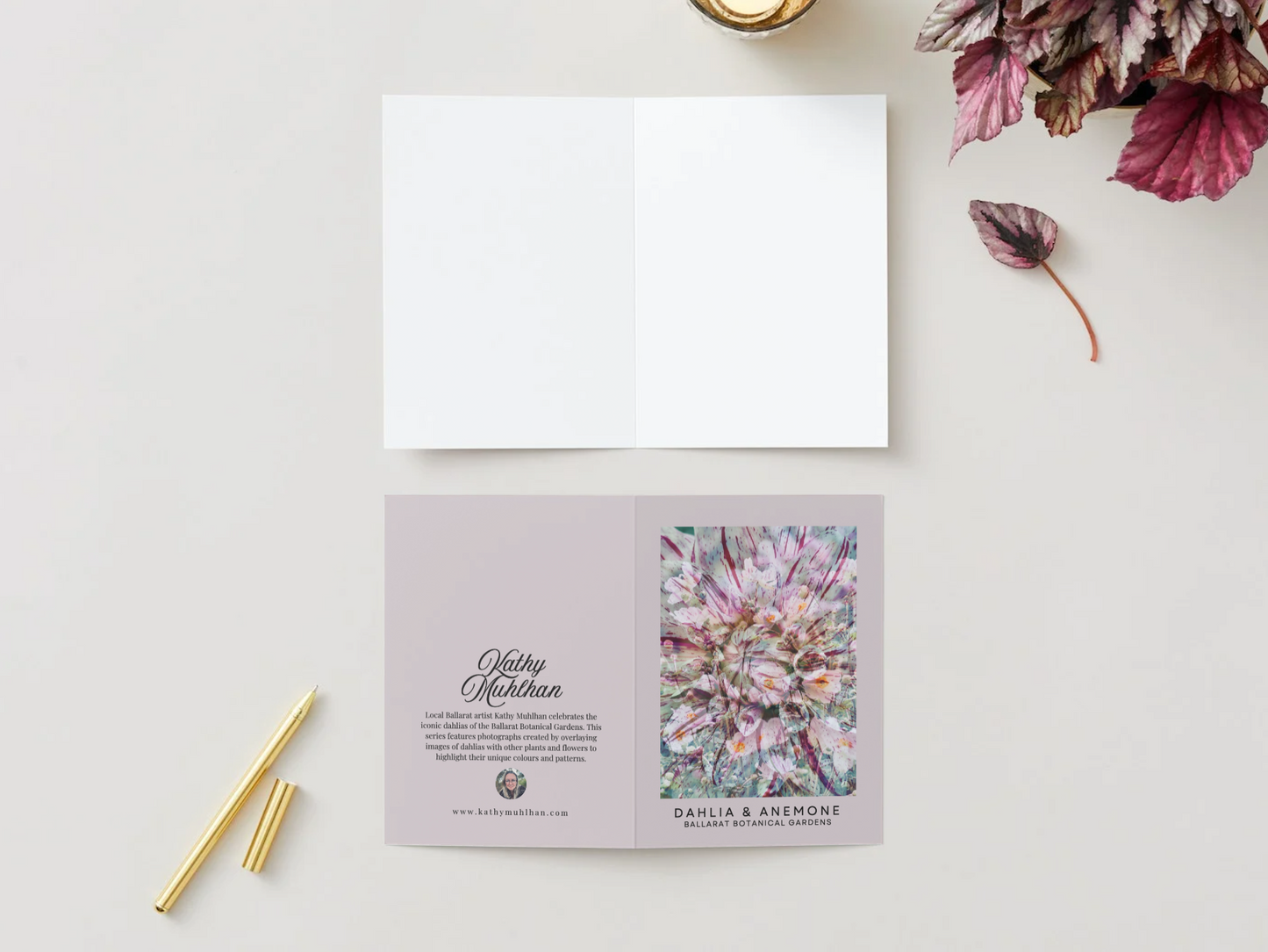 Ballarat Botanical Gardens Greeting Card: Dahlia & Anemone