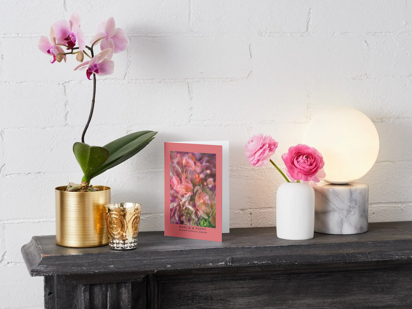 Ballarat Botanical Gardens Greeting Card: Dahlia & Poppy