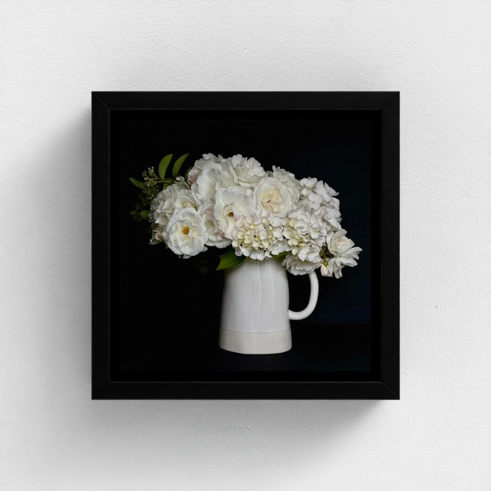 Mini floating frame canvas: White bouquet (free shipping)