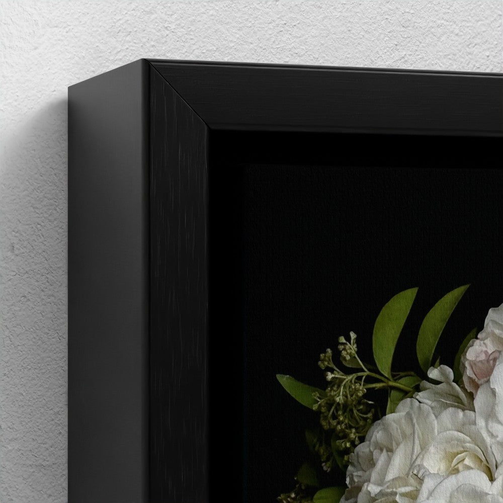 Mini floating frame canvas: White bouquet (free shipping)
