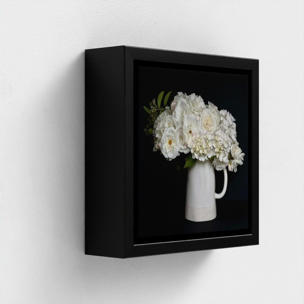 Mini floating frame canvas: White bouquet (free shipping)