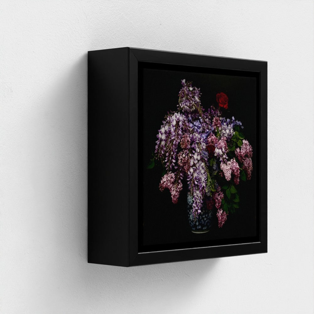 Mini floating frame canvas: Wisteria bouquet (free shipping)