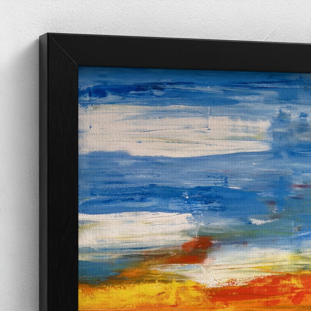 Framed Canvas: Boats at Sunrise