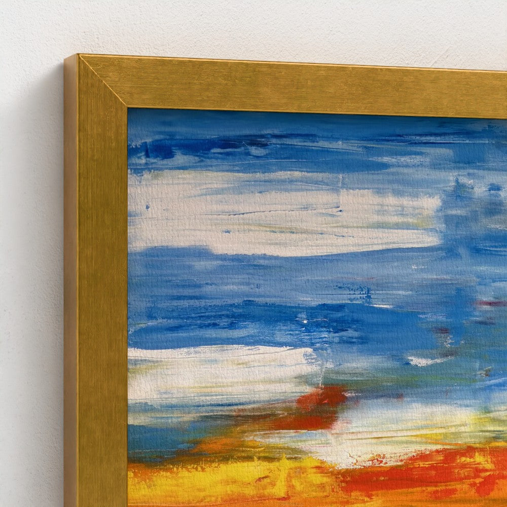 Framed Canvas: Boats at Sunrise