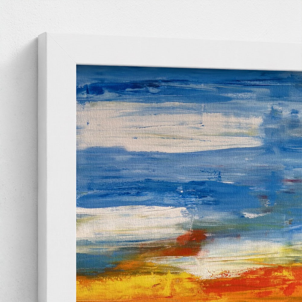 Framed Canvas: Boats at Sunrise