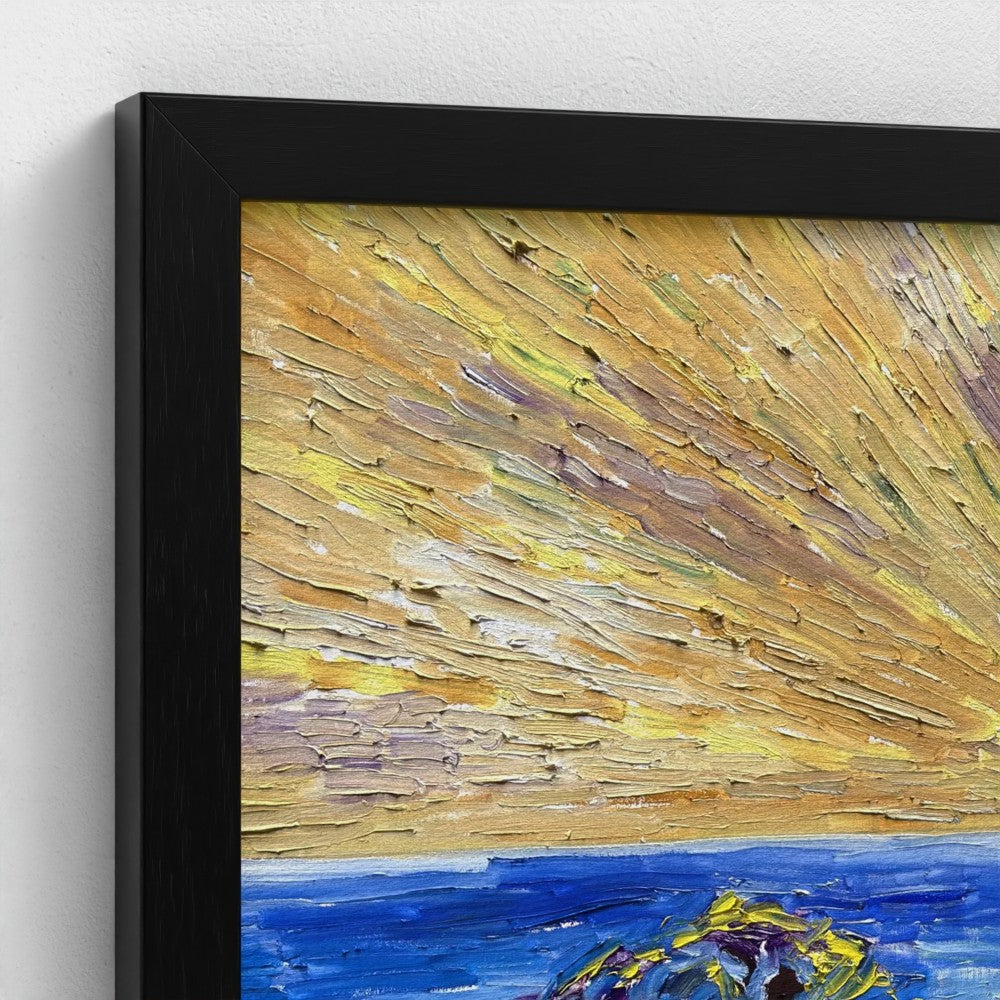 Framed Canvas (Black): Sun & Sea #1 (free shipping)