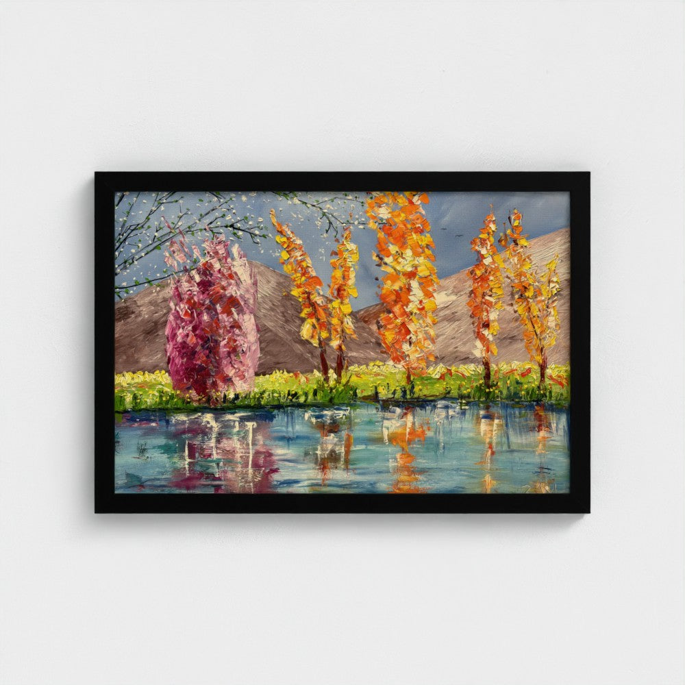 Framed Canvas: Autumn Leaves