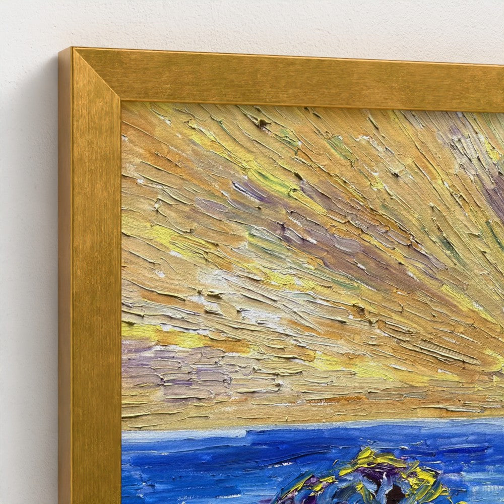Framed Canvas (Gold): Sun & Sea #1 (free shipping)