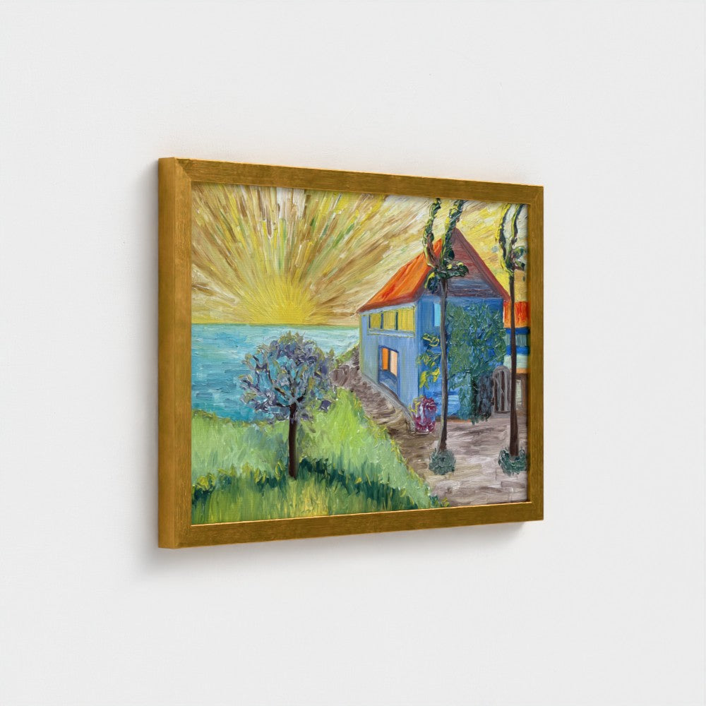 Framed Canvas (Gold): Sun & Sea #2 (free shipping)