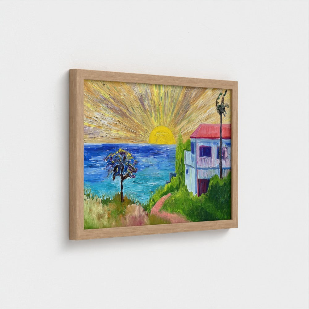 Framed Canvas (wood): Sun & Sea #1 (free shipping)