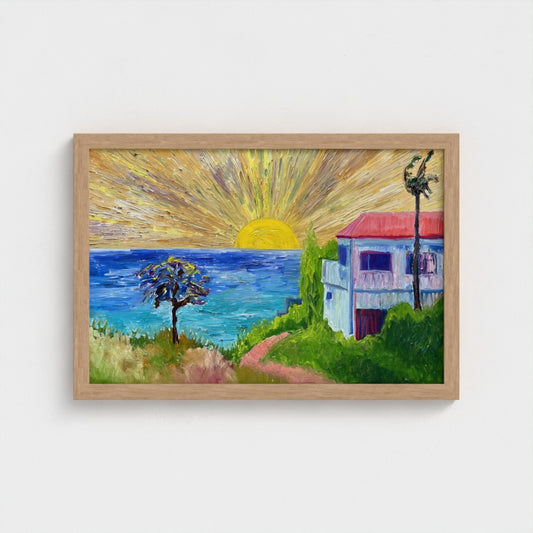 Framed Canvas (wood): Sun & Sea #1 (free shipping)