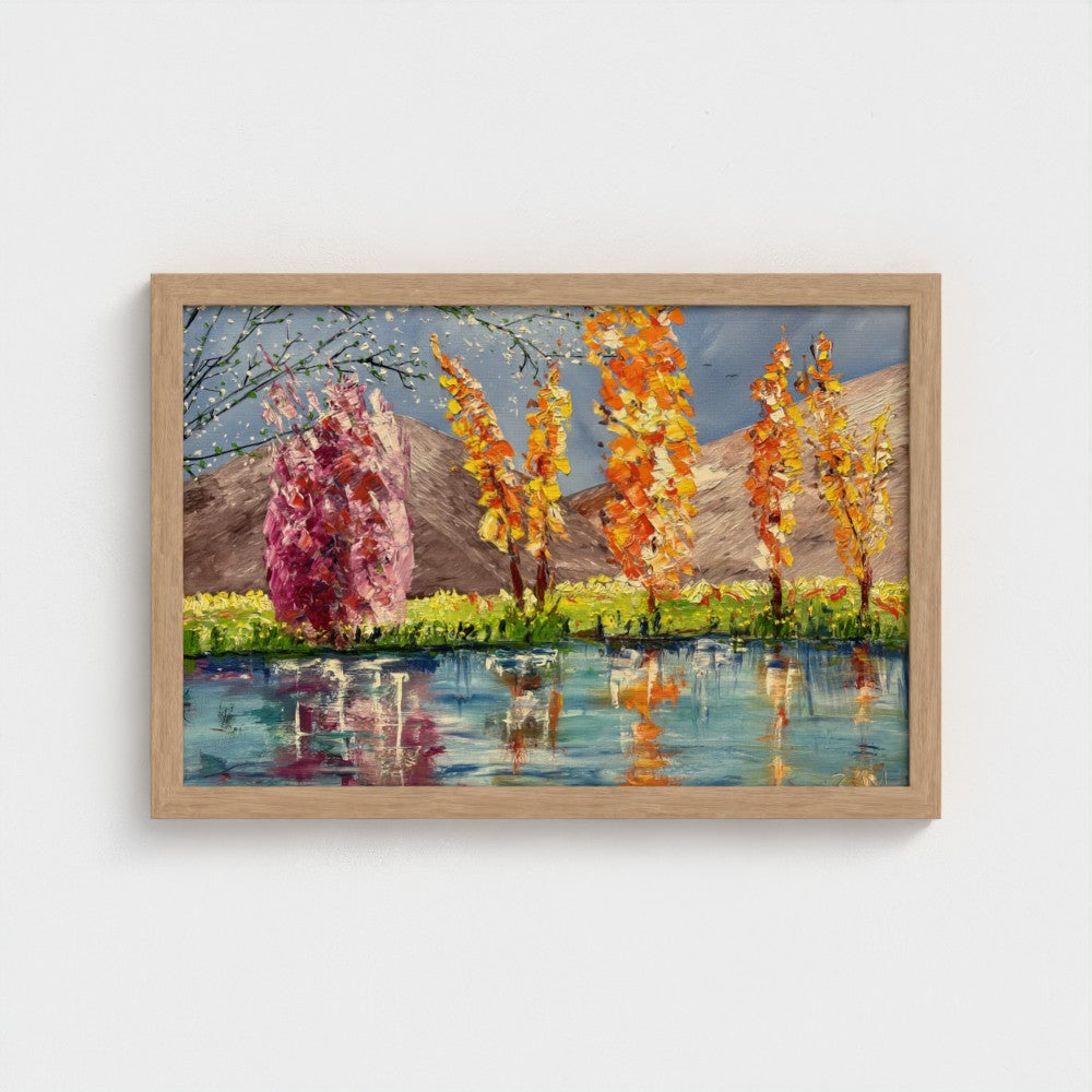 Framed Canvas: Autumn Leaves