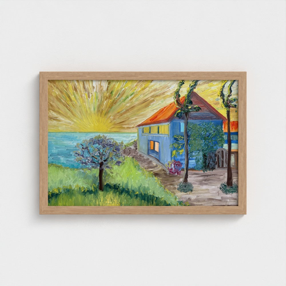 Framed Canvas (wood): Sun & Sea #2 (free shipping)