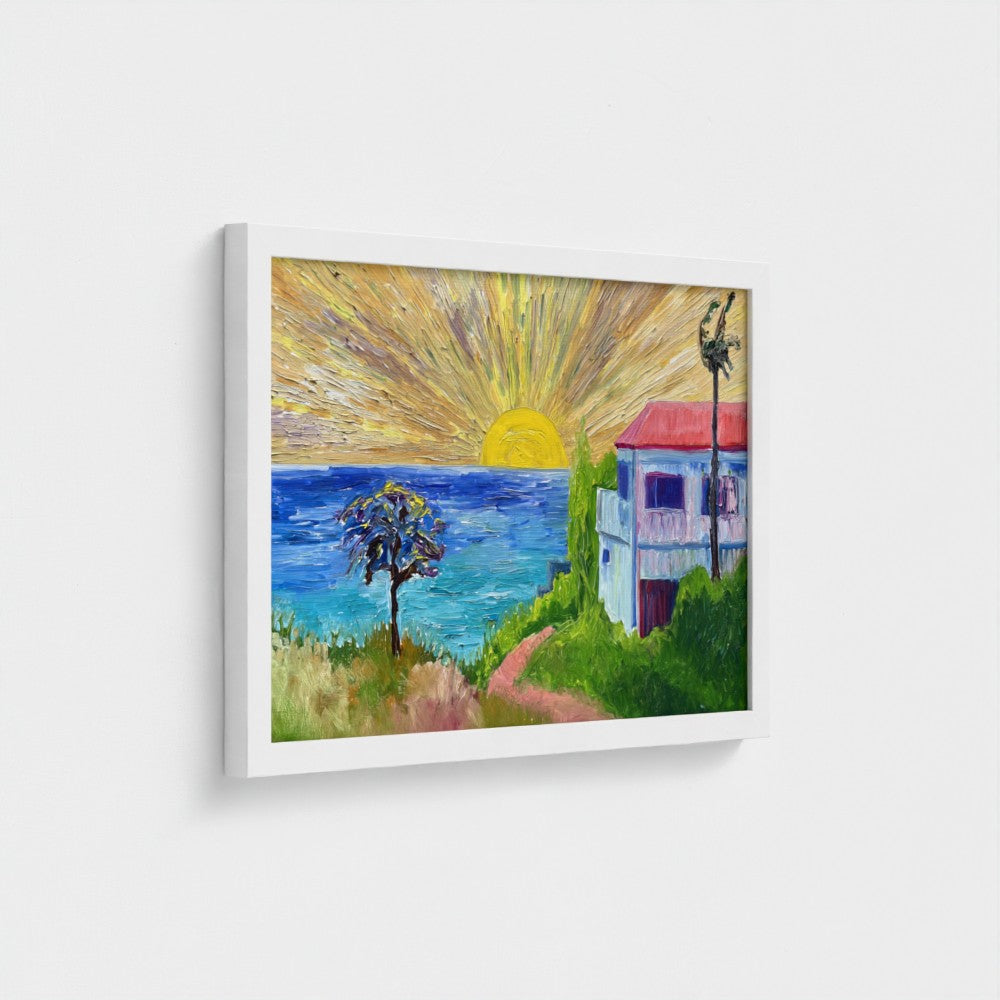 Framed Canvas (White): Sun & Sea #1 (free shipping)