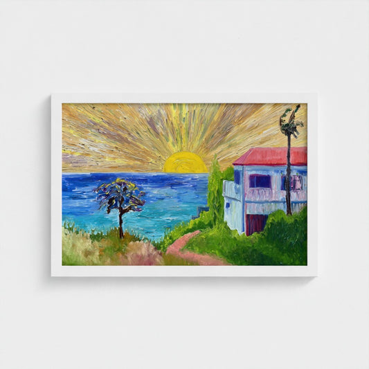 Framed Canvas (White): Sun & Sea #1 (free shipping)