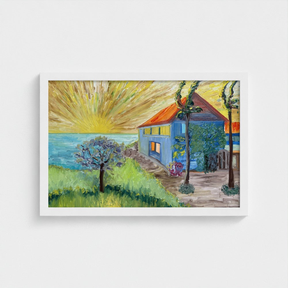 Framed Canvas (White): Sun & Sea #2 (free shipping)