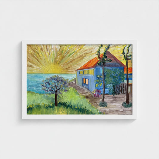 Framed Canvas (White): Sun & Sea #2 (free shipping)