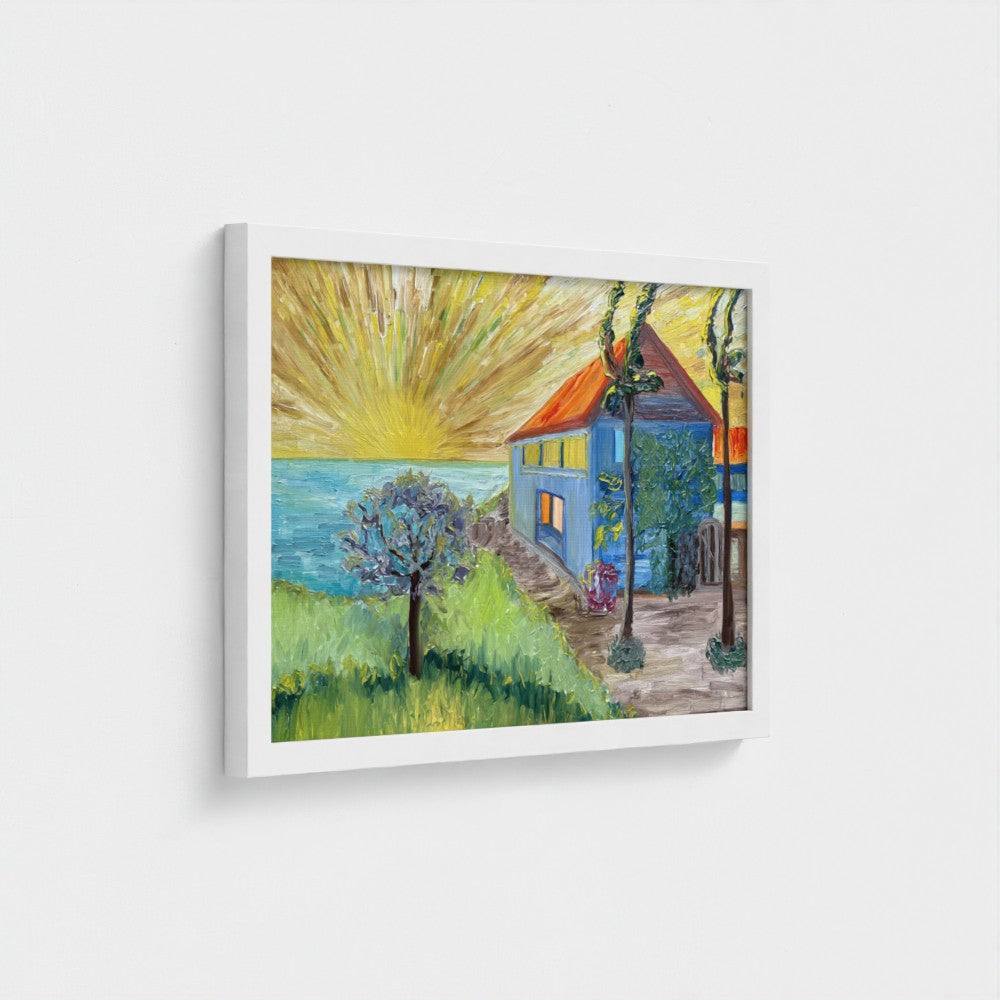 Framed Canvas (White): Sun & Sea #2 (free shipping)