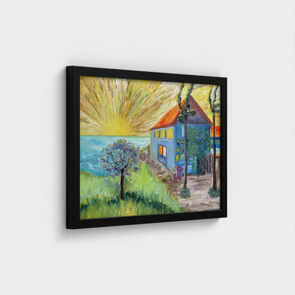 Framed Canvas (Black): Sun & Sea #2 (free shipping)