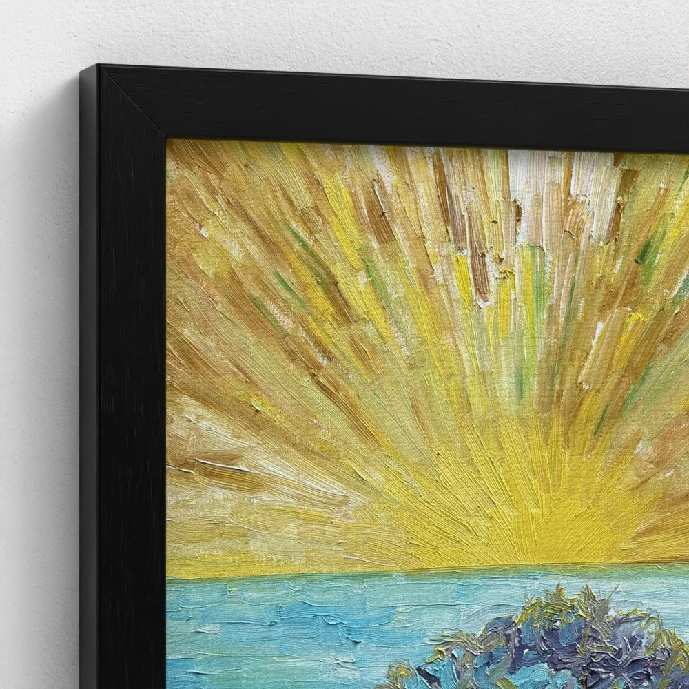Framed Canvas (Black): Sun & Sea #2 (free shipping)