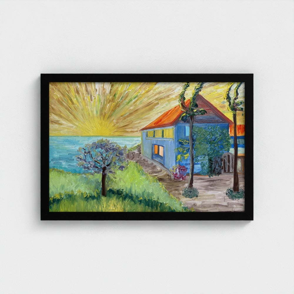 Framed Canvas (Black): Sun & Sea #2 (free shipping)