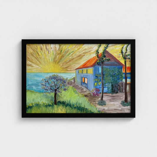 Framed Canvas (Black): Sun & Sea #2 (free shipping)