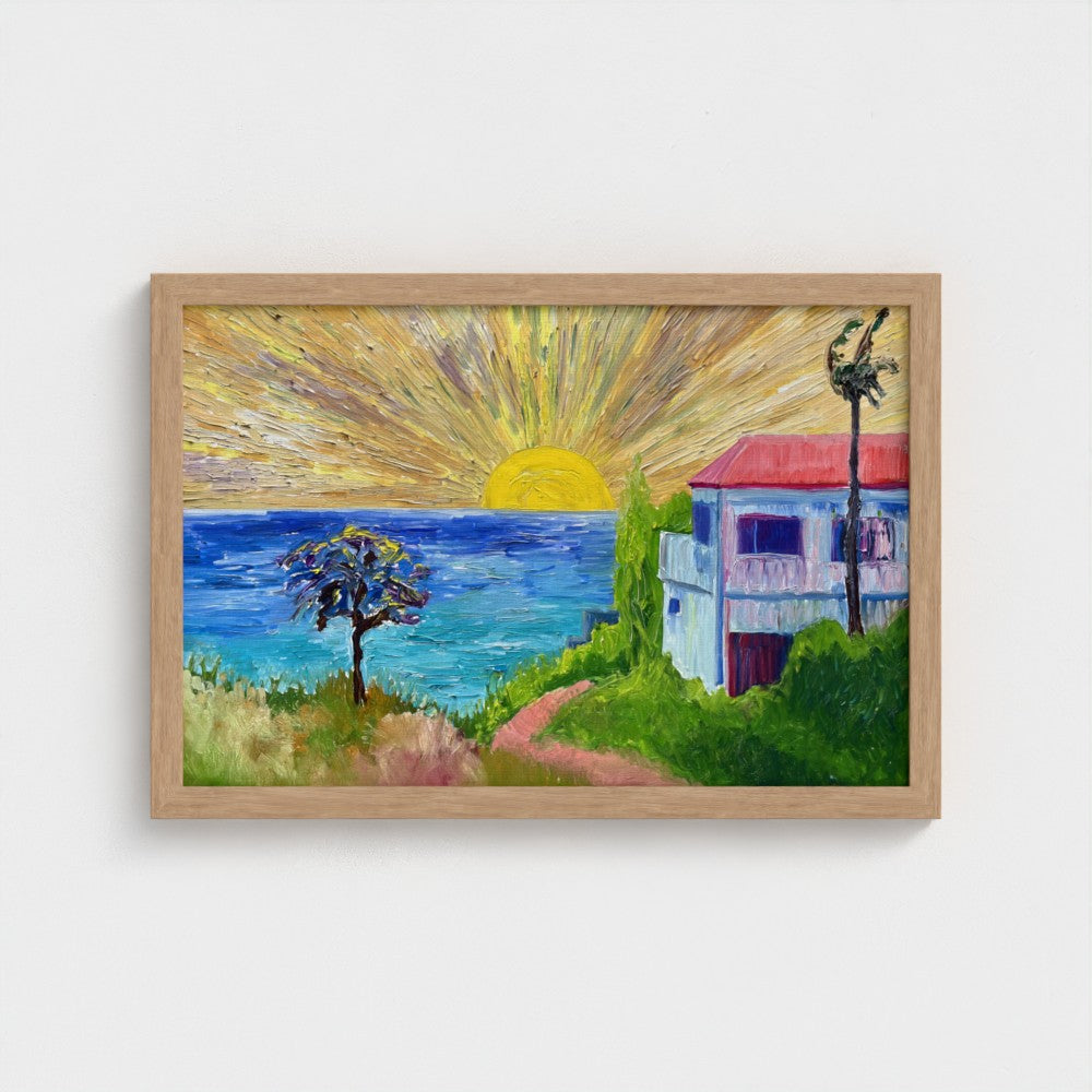 Framed Canvas (wood): Sun & Sea #2 (free shipping)