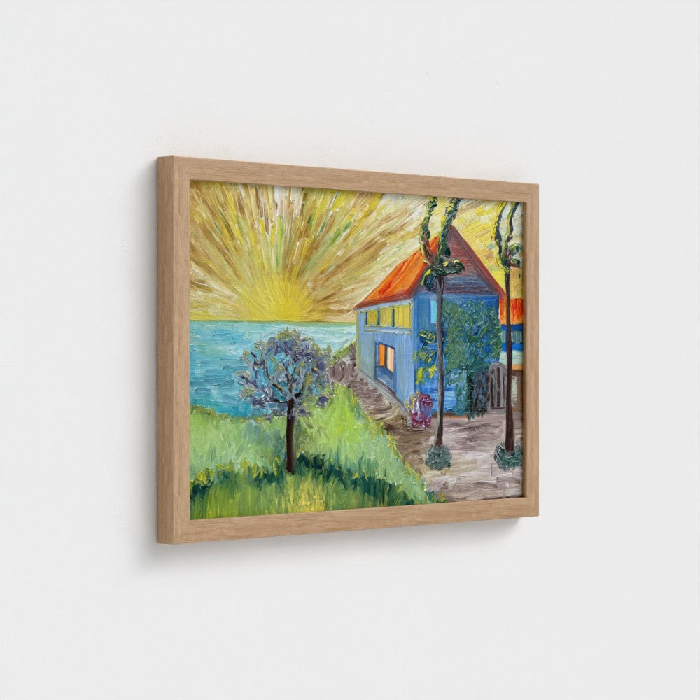 Framed Canvas (wood): Sun & Sea #2 (free shipping)